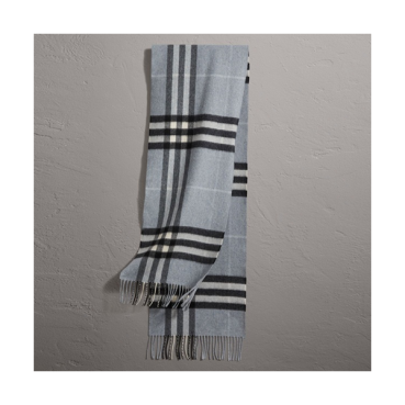 버버리] 클래식 체크 캐시미어 남여공용 더스티 블루 스카프 bu0018w - Burberry Classic Check Cashmere Blue Scarf