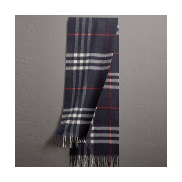 [버버리] 클래식 체크 캐시미어 남여공용 네이비 스카프 bu0014w - Burberry Classic Check Cashmere Navy Scarf
