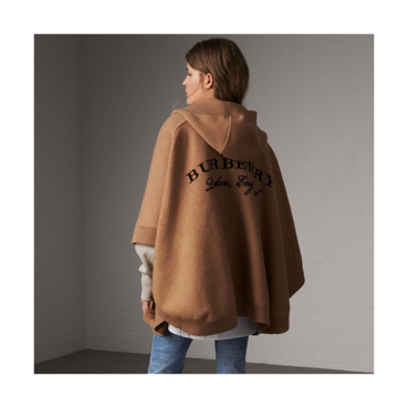 [버버리] 울 캐시미어 브라운 후디드 판초 40206861 카멜 bu0004w - Wool Cashmere Blend Hooded Poncho