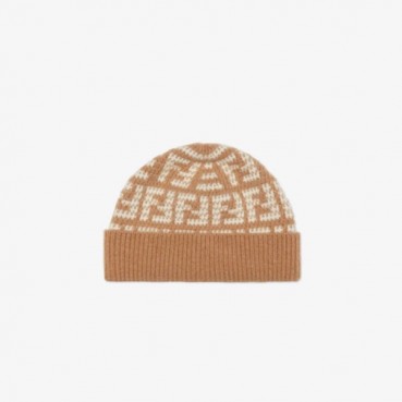 펜디 남/녀 카멜 비니 - Fendi Unisex Camel Beanie 