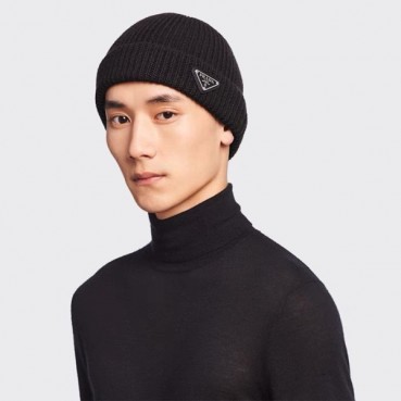 프라다 남/녀 블랙 비니  - Prada Unisex Black Beanie 