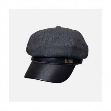 Dior 2019 Ladies Wool & Leather Cap - 디올 2019 여성용 울 & 레더 모자 DIOM0028, 차콜