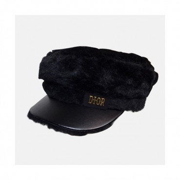 Dior 2019 Ladies Fur & Leather Cap - 디올 2019 여성용 퍼 & 레더 모자 DIOM0025, 블랙