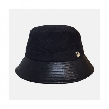 Dior 2019 Ladies Wool & Leather Cap - 디올 2019 여성용 울 & 레더 모자 DIOM0020, 블랙