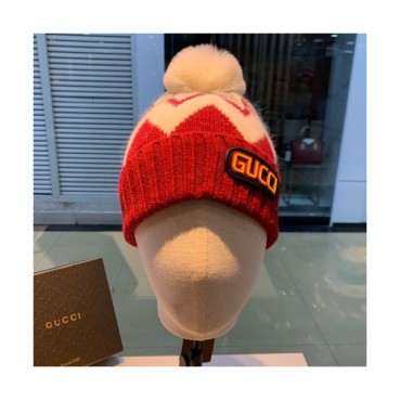 Gucci 2019 Ladies Knit & Rabbit Fur Cap - 구찌 2019 여성용 니트 & 래빗 퍼 모자 GUCM0033, 레드