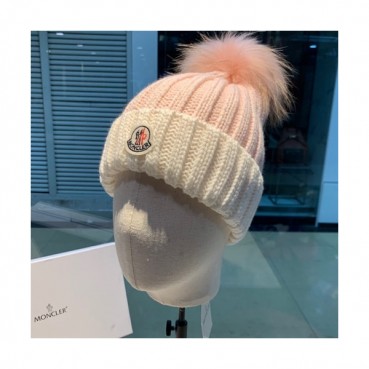Moncler 2019 Ladies Knit & Fox Fur Cap - 몽클레어 2019 여성용 니트 & 폭스 퍼 모자 MONM0008, 핑크