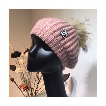 Chanel 2019 Ladies Knit & Fox Fur Cap - 샤넬 2019 여성용 니트&폭스퍼 모자 CHAM0055, 핑크