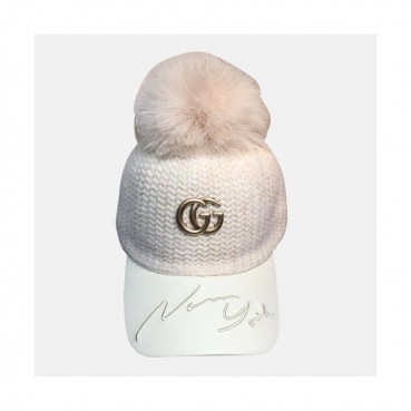 Gucci 2019 Ladies Knit & Fox Fur Cap - 구찌 2019 여성용 니트 & 폭스퍼 모자 GUCM0013, 핑크