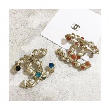 CHANEL White Gold  Brooch - 샤넬  여성용 18k도금 화이트 골드 브로치  2색 (블루,레드)