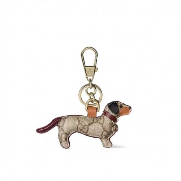 구찌 남/녀 GG 엠블럼 캔버스 강아지 백 참 키체인 - Gucci Unisex Emblem Canvas Key Ring 
