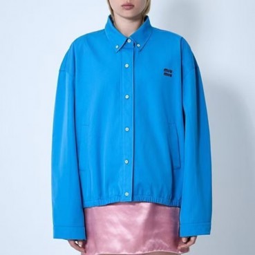 미우미우 여성 포플린 블루종 재킷 - Miumiu Womens Poplin Blue Jean Jacket 