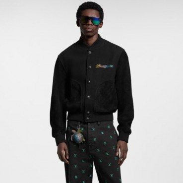 루이비통 남성 레더 믹스 바시티 블루종 - Louis vuitton Mens Leather Mix Varsity Blouson 