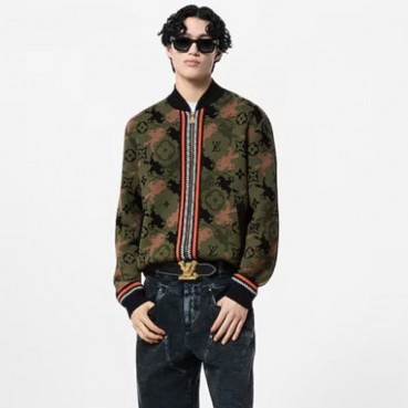 루이비통 남성 봄버 블루종 - Louis vuitton Mens Jacquard Wool Bomber Blouson