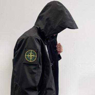 스톤아일랜드 남성 캐쥬얼 블랙 자켓 - Stone Island Mens Black Jackets 