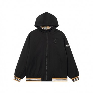 버버리 남성 블랙 후드 자켓 - Burberry Mens Black Jackets 