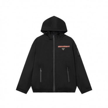 프라다 남성 블랙 후드 자켓 - Prada Mens Black Jackets 