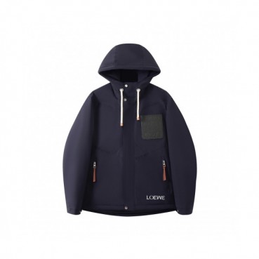 Loewe  Mens Logo Casual Duck-down Jackets Navy 