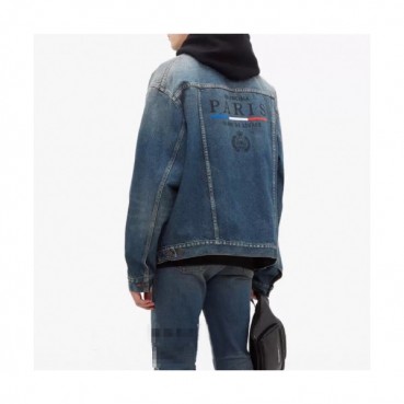 [발렌시아가]Balenciaga 2019 Mens Logo Casual Denim Jacket - 발렌시아가 2019 남성 로고 캐쥬얼 데님 자켓 Bal0406x.Size(xs 