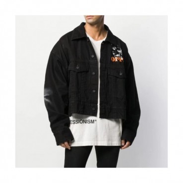 Off-white 2019 Mens Logo Casual Denim Jacket 