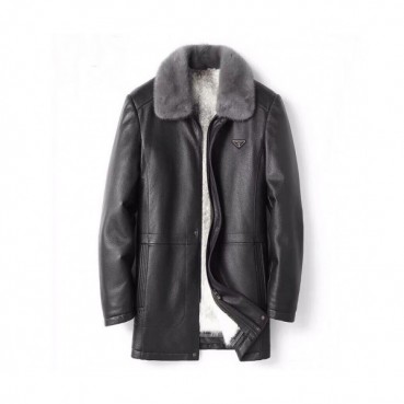 Prada 2019 Mens Logo Casual Leather Mink Jacket - 프라다 2019 남성 로고 캐쥬얼 가죽 밍크 자켓 Pra0794x.Size(m 