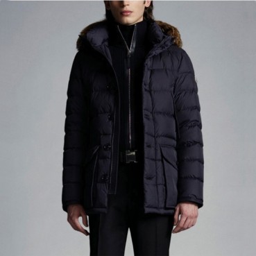 몽클레어 남성 클루니 패치 로고 다운 패딩 - Moncler Mens Navy Down Padding 
