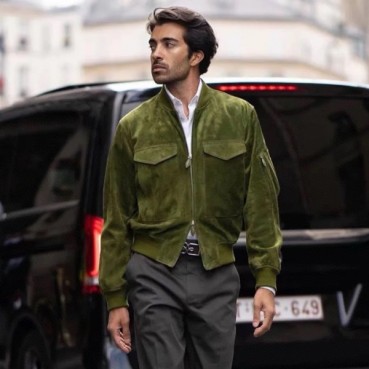 벨루티 남성 카키 가죽 자켓 - Berluti Mens khaki Jackets 