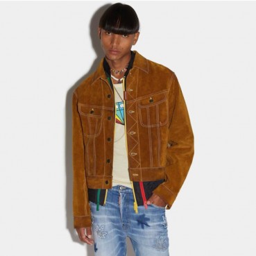 디스퀘어드 남성 폴로 가죽 자켓 - Dsquared2 Mens Camel Jackets 