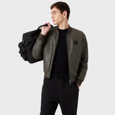 알마니 남성 카키 가죽 자켓 - Armani Mens Khaki Jackets 