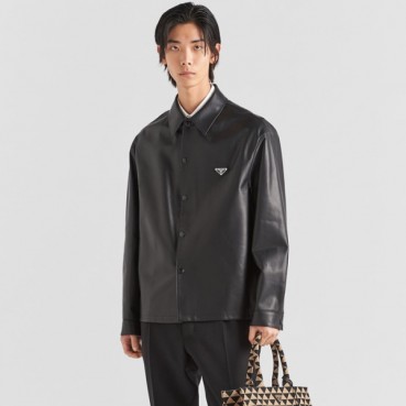 프라다 남성 블랙 가죽 자켓 - Prada Mens Black Jackets 