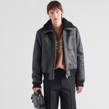 프라다 남성 블랙 가죽 자켓 - Prada Mens Black Jackets 