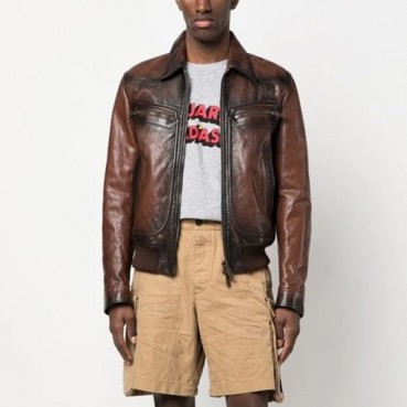 디스퀘어드 남성 브라운 가죽 자켓 - Dsquared2 Mens Brown Jackets 