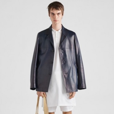 프라다 남성 모던 블랙 가죽 자켓 - Prada Mens Black Jackets 