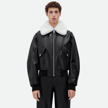 보테가베네타 남성 블랙 가죽 자켓 - Bottega Veneta Mens Black Jackets 