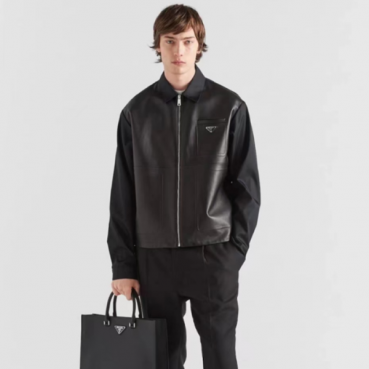 프라다 남성 모던 블랙 가죽 자켓 - Prada Mens Black Jackets 