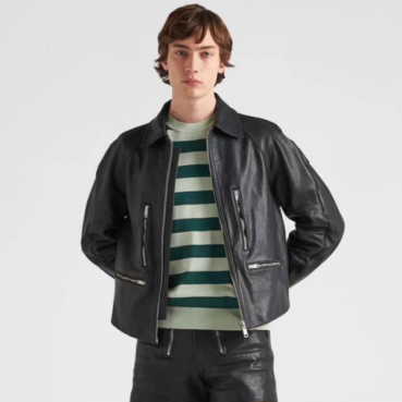 프라다 남성 모던 블랙 가죽 자켓 - Prada Mens Black Jackets 