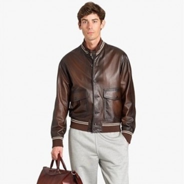 벨루티 남성 브라운 가죽 자켓 - Berluti Mens Brown Leather Jackets 