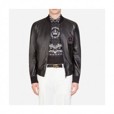 돌체앤가바나 남성 블랙 가죽 자켓 - Dolce&Gabbana Mens Black Jackets 
