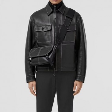 버버리 남성 블랙 가죽 자켓 - Burberry Mens Black Jackets 