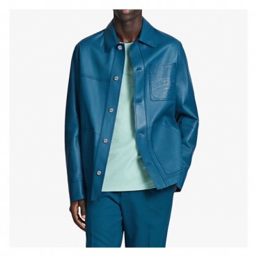 벨루티 남성 블루 가죽 자켓 - Berluti Mens Blue Jackets 