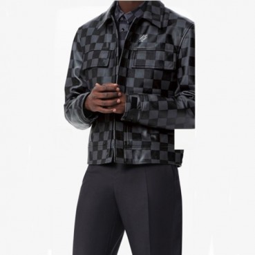 루이비통 남성 블랙 가죽 자켓 - Louis vuitton Mens Black Jackets 