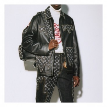 루이비통 남성 블랙 가죽 자켓 - Louis vuitton Mens Black Jackets 