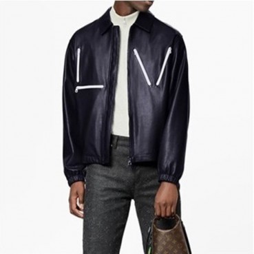 루이비통 남성 블랙 가죽 자켓 - Louis vuitton Mens Black Jackets 