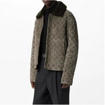 루이비통 남성 카키 가죽 자켓 - Louis vuitton Mens Khaki Jackets 