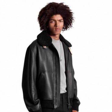 루이비통 남성 블랙 가죽 자켓 - Louis vuitton Mens Black Jackets 