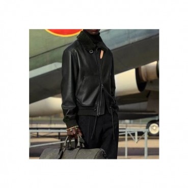 루이비통 남성 가죽 자켓 - Louis vuitton Mens Black Jacket 