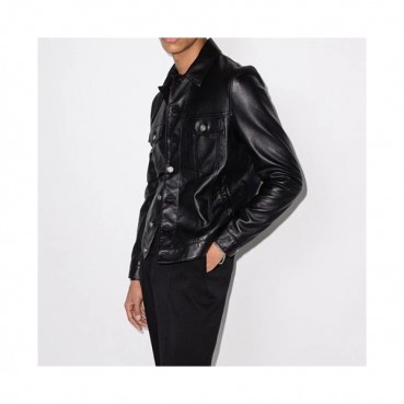 입생로랑 남성 블랙 가죽 자켓 - Mens Black Jackets 