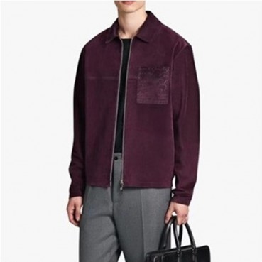 벨루티 남성 버건디 가죽 자켓 - Berluti Mens Leather Jackets 