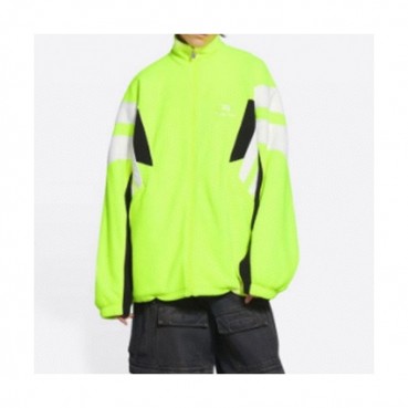 Balenciaga  Mens Logo Casual Jackets Black Neon-green 