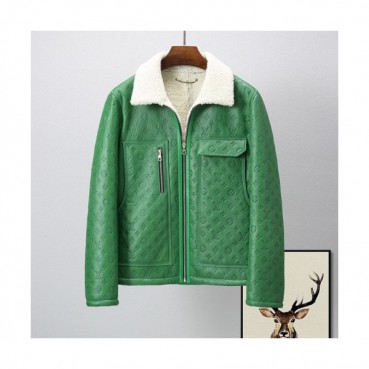 Louis vuitton  Mens Logo Leather Jackets Green - 루이비통 2021 남성 로고 가죽 자켓 Lou03817x Size(m 