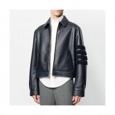Thom Browne Mens Casual Leather Jacket - 톰브라운 남성 캐쥬얼 가죽 자켓 